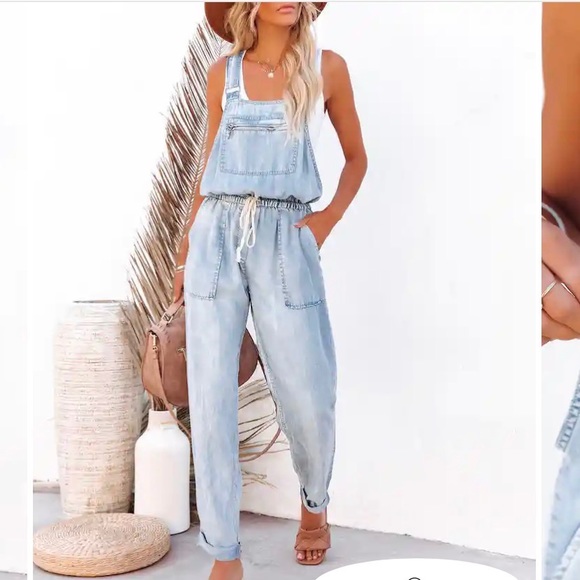 Tommy Tencel Pocketed Drawstring Overalls | Vici Collection - Picture 5 of 7